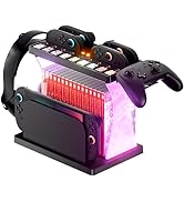 SOTY Switch 2 Organizer Station with Controller Charging Dock, RGB Charging Dock for Switch 2 Joy...