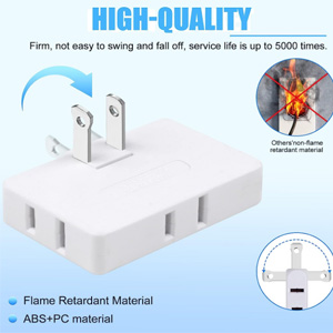 3 Way Flat Wall Plug, AC Flat Wall Outlet Extender Flat Plug Adapter Outlet, Fold-Able Wall Adapter