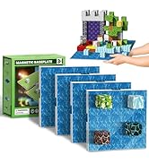MUUHU Magnetic Blocks Baseplate - 4PCS Blue Base Boards for Minecraft Magnetic Building Blocks to...