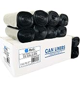 Reli. 33 Gallon Trash Bags Heavy Duty (250 Count Bulk), Made in USA | Black Garbage Bags 30 Gallo...