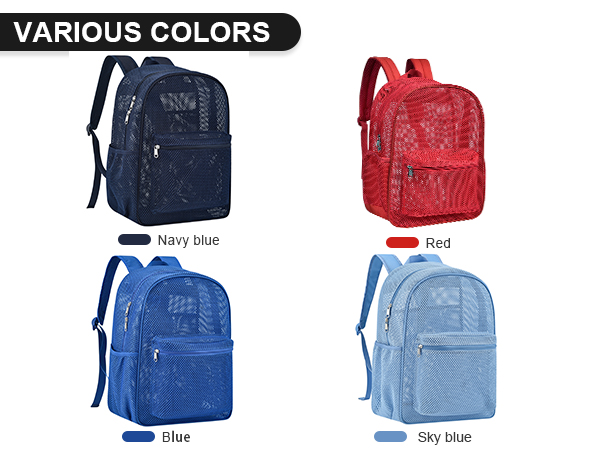 Mesh Bookbags Heavy Duty Semi-Transparent School Bag for College, Travel, Beach, Swimming, Sports