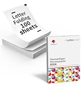 100 Sheets Phomemo Thermal Paper, 8.5'' x 11'' US Letter Size, Smoothing Folded Thermal Print Pap...