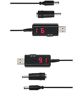 2 Packs USB Boost Converter Cable, DC 5V to 9V/12V, 5.5x2.1mm/3.5x1.35mm, USB Power Adapter, Volt...