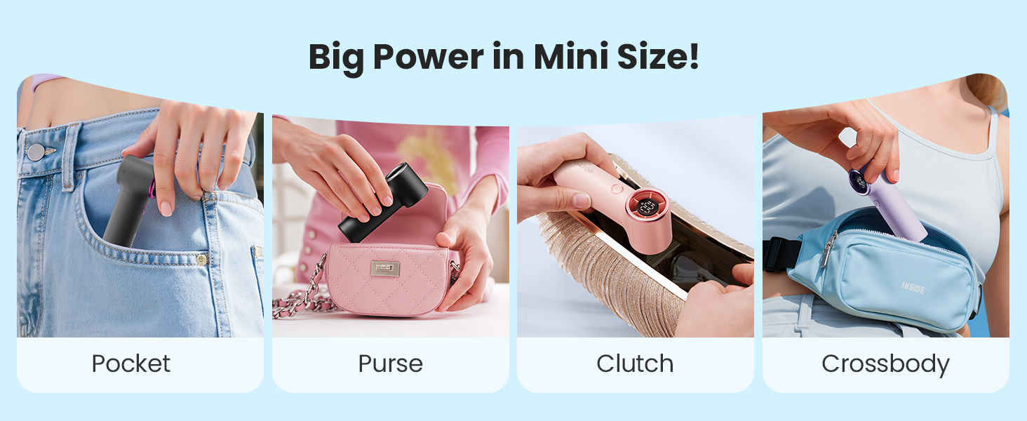 handfan personal fan portable fan for travel compact size for kids pocket purse clutch crossbady