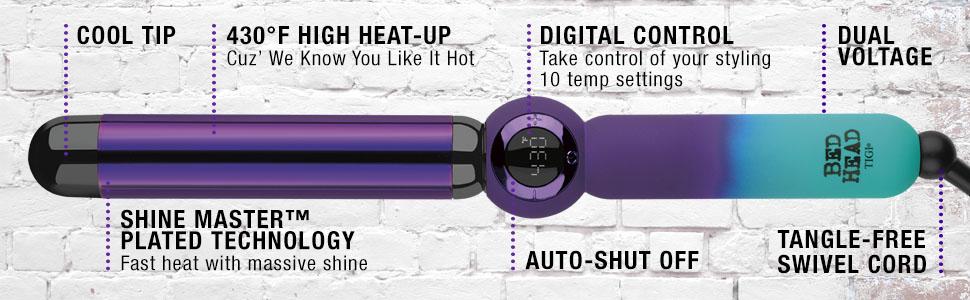 curling irons; curling iron; curling wand; curling wands; high heat; long lasting curls; bed head