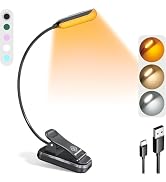 Glocusent Willow Book Light for Reading in Bed, 10LED Bright Reading Light, 3 Colors &amp; 3 Brightne...