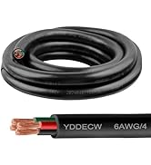 YDDECW 5ft 6/4 6 AWG Portable Power Cable (4 Conductor) - SOOW 600V 6 Gauge Electric Wire for Mot...