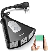 Syantek Outdoor WiFi Outlet, Smart Outdoor Plug with 3 Ground Outlets, Compatible with Ale...