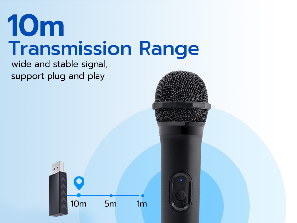 10-meter transmission range, wide and stable signal, support plug and play