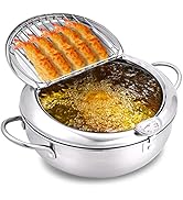 cuomaop,deep Fryer Pot,304 Stainless Steel with Temperature Control and Lid Japanese Style Tempur...