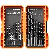 Crosstar 21Pcs M35 Cobalt Drill Bit Set,1/16"-1/2" Metal Drill Bits | TiAlN Coated,Bullet Point T...