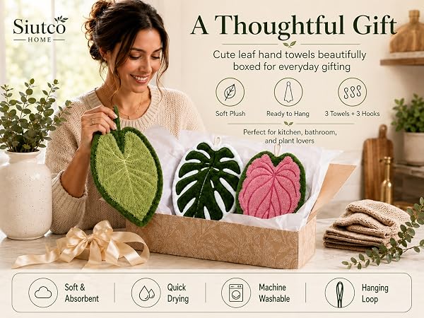 Pink leaf towel, green leaf towel, Monstera deliciosa towel
