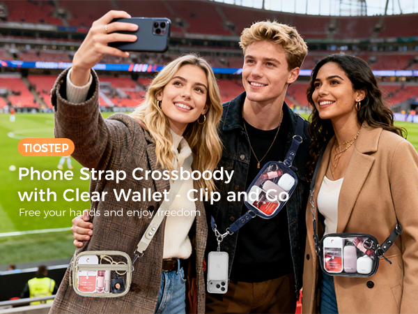 clip and go phone strap crossbody phone lanyard with wallet cross body wrist purse zipper pouch
