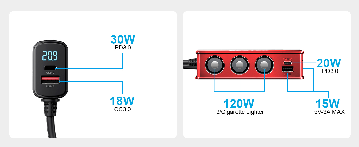185W cigarette lighter adapter