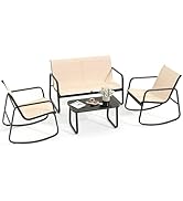 YITAHOME 4 Piece Patio Furniture Set, Textilene Outdoor Conversation Set, Small Backyard Furnitur...
