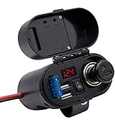 BlueFire 5V/3A Dual USB Charger Socket Waterproof Motorcycle Handlebar & Rear View Mirror Clamp P...