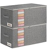 boailydi 90L King Size Comforter Storage Bag w/Rigid Panels, Large Blanket Organizer for Closet, ...