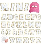 Small Chenille Letters Patches 1 inch 52PCS White Self Adhesive Fuzzy Letter Stickers for Clothin...