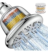 MakeFit Filtered Shower Head - High Pressure Shower Head with Filter for Hard Water Softener - 7 ...