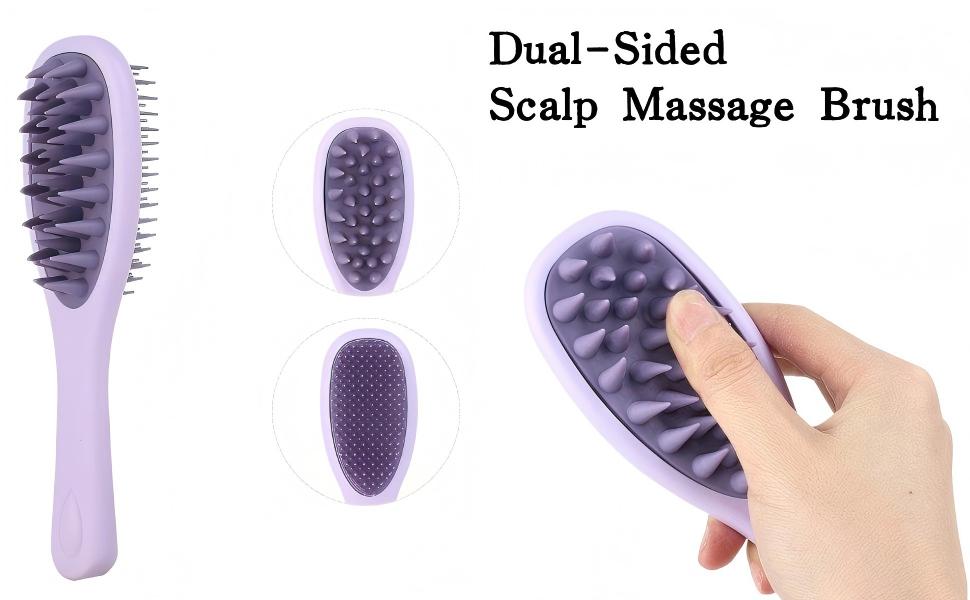 Long Handle Hair Silicone Scalp Massage Brush, Hair Comb Shampoo Brush