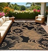 MontVoo Outdoor Rug-Waterproof Patio Rug Mat 5x8 Outdoor Carpet Mat Reversible Plastic Straw Outs...