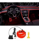 EL Wire Interior Car LED Strip Lights, USB Neon Glowing Strobing Electroluminescent Wire Lights w...