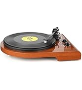 Vinyl Record Player with Bluetooth Input Output,Turntable with Built-in Preamp,USB Recording,Spee...