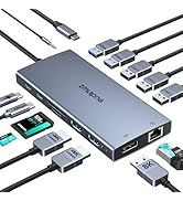 USB C Laptop Docking Station with 2 HDMI 4K@60Hz+DP 8K@30Hz for Dell HP 15 in 1 USB C Hub Triple ...