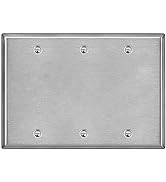 BESTTEN 3-Gang Blank Metal Wall Plate with White or Clear Plastic Film, Anti-Corrosion No Device ...
