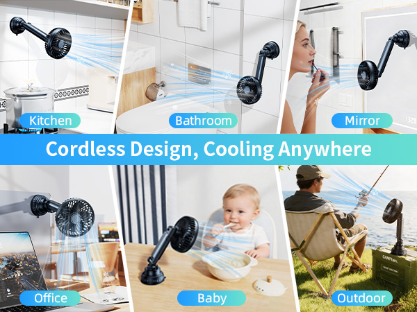 Nauttxon 4000mah Multi-Function Suction Cup Car Fan