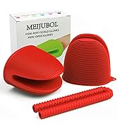 Meijubol Mini Oven Mitts - Silicone Heat Resistant Gloves - Kitchen Finger Protector - Pinch Grip...