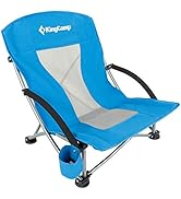 KingCamp Portable Folding Beach Chair with Carry Bag, High Back Beach Chairs for Adults, Chair fo...