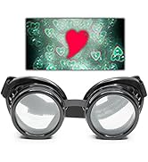 GloFX Black Heart Effect Diffraction Goggles - See Hearts - 3D Holographic Visuals Edm Rave Outfi...