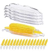 16 Pack Corn Cob Holders and 5 Pack Corn Dish Set, Plastic Transparent Corn on The Cob Trays, PEO...