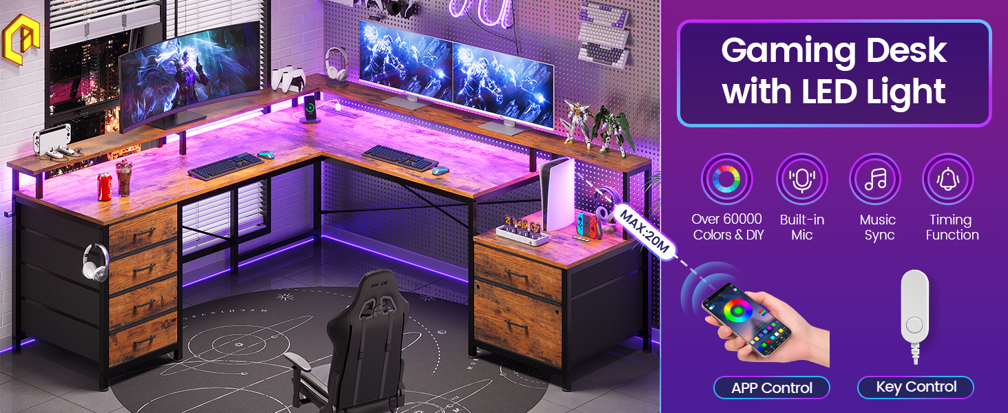 computer desk with led light
