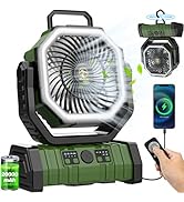 20000mAh Rechargeable Portable Camping Fan, USB Battery Operated Powered Shaking Head Fan with LE...