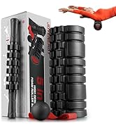 JOYENERGY 5 in 1 Foam Roller Set High Density Foam Roller Patented, Massage Stick, Massage Ball, ...