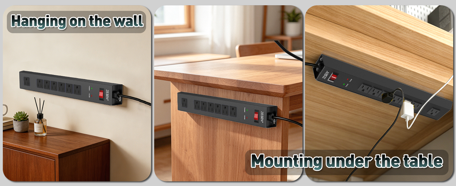 Garage workshop metal power strip surge protector with grounding
