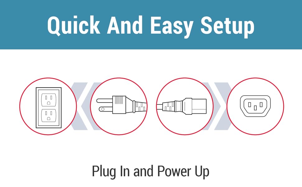 Diagram shows a wall outlet, a plug, a cable connector, and an IEC C13 connector.