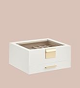 SONGMICS Jewelry Box with Glass Lid, 2-Layer Jewelry Organizer, 1 Drawer, for Big and Small Jewel...