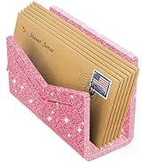 Beego Envelope and Mail Organizer Countertop - Glitter Pink Acrylic Desk Organizer Letter Holder ...