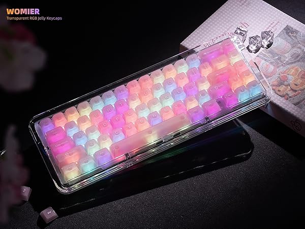 Keycaps Jelly Pink, Clear Cute Keycaps, Transparent Custom Cherry Profile Keyboard Key Cap