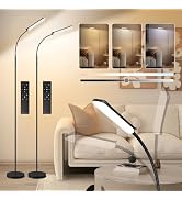FRIDEKO HOME 2 Pack Floor Lamps for Living Room Reading Light, 1800LM Black | Remote/ Touch Contr...