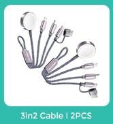 2Pack 8inch Short 3 in 2 USB C Cable for Apple Watch Charger iPhone Charger USB C Multi Fast Char...