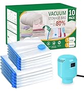 BAMCOO Vacuum Seal Bags for Clothing with Electric Pump, 10 Pack(5 Jumbo/5 Large Vacuum Storage B...