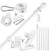 BONWIN White Flag Pole Kit for Outside House, 7FT Thickened Stainless Steel Wall Mount Flag Pole ...