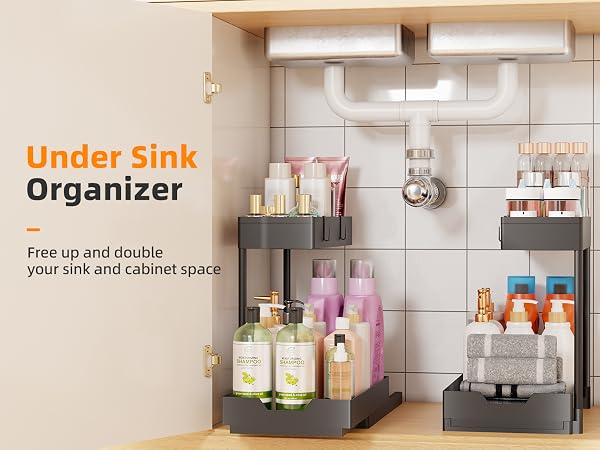 Simple Trending Under Sink Organizer 2 Pack L-Shaped