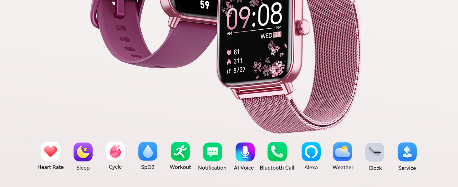 smart watch with 2 bands