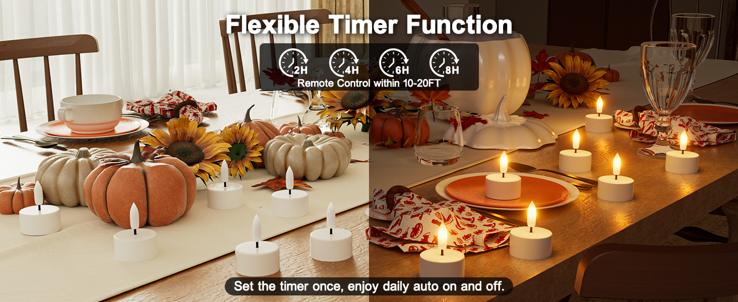 timer tea lights flickering