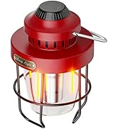 HOMY Vintage Camping Lantern Premium Metal LED Rechargeable Dimmable Warm Light for Glamping, Pat...